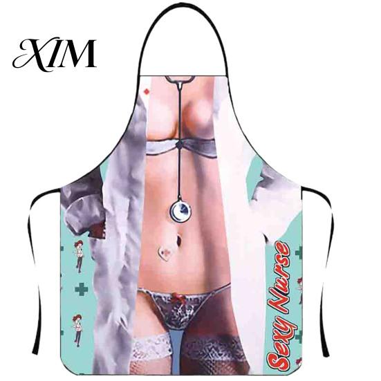 Apron Funny Personality Novelty Clear And Real Image Sleeveless Strap Waterproof Polyester Muscular Man Kitchen Home Supplies Chef
