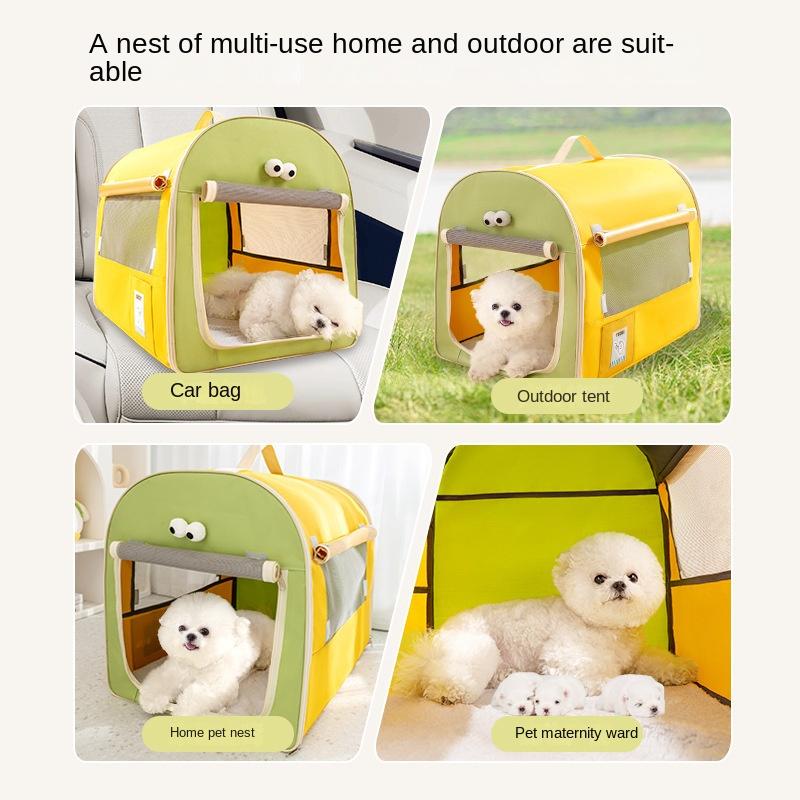 All-Season Dog Bed Washable Pet Tent for Indoor Outdoor Car Use, Cozy Cat Dog House with Removable Cover
