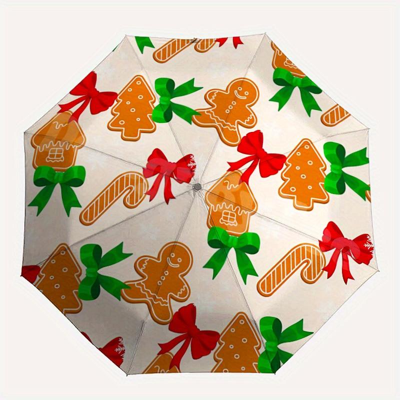 1pc Christmas Pattern Automatic Umbrella 8-Bone Design Compact Gear for Outdoor Travel, Perfect Holiday Gift  yy250827063