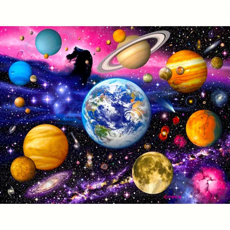 Frame 5D Diamond Painting Full Round Landscape Rhinestones Diamond Embroidery Sale Outer Space Mosaic Home Decor 30x40cm
