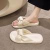 Slides House Woman Slippers Home Shoes for Women 2024 Off White Sandals with Bow Soft Summer Thick Outside Platform Unique Trend