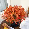 Autumn Artificial Violet Flower with Eucalyptus Leaves 7 Fork Fake Silk Flower Home Festival Table Centerpiece Indoor Outdoor Faux Bloom Decoration