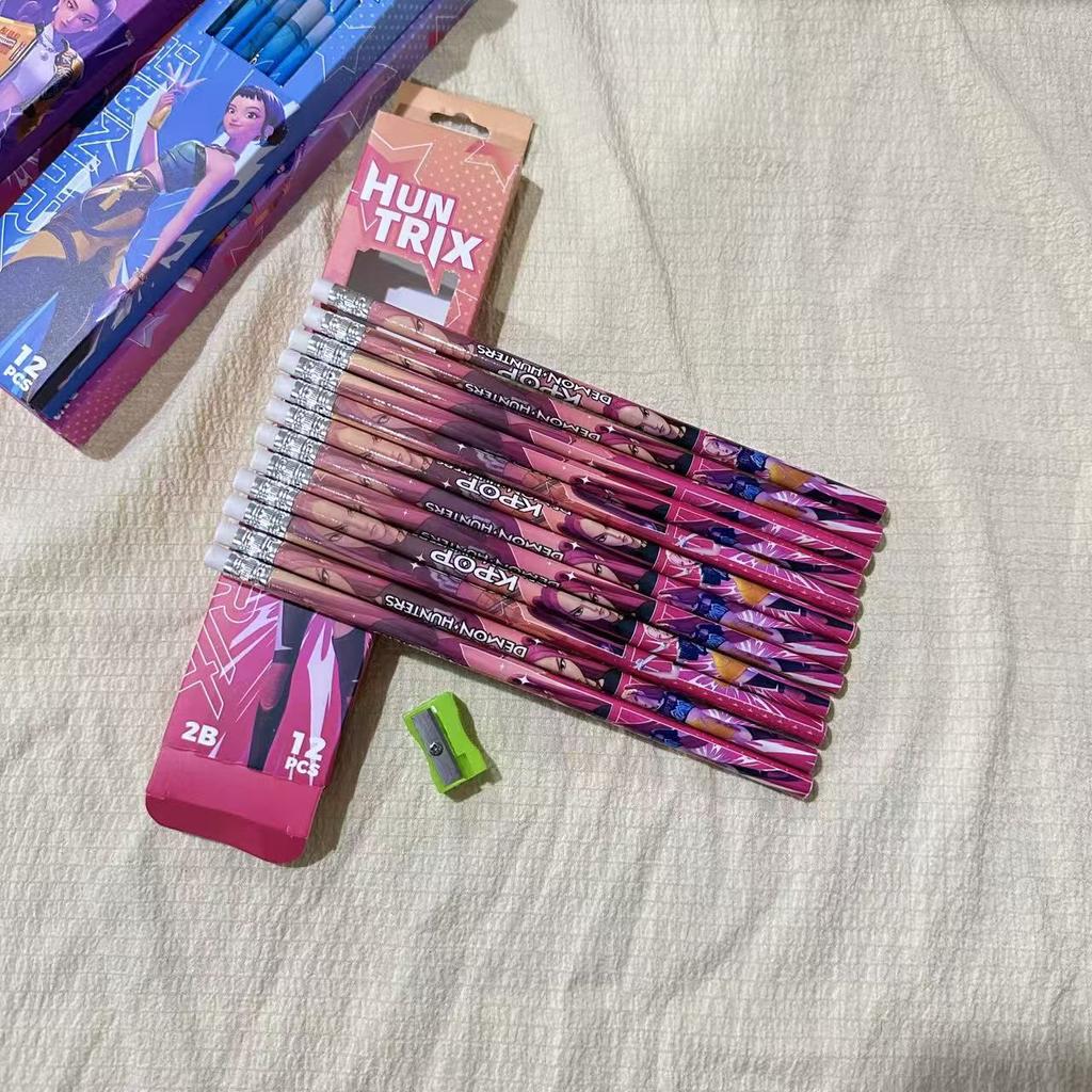 KPOP Witcher themed Cartoon Hb Pencil 12 Pencil Stationery Set for Writing and Drawing Stationery