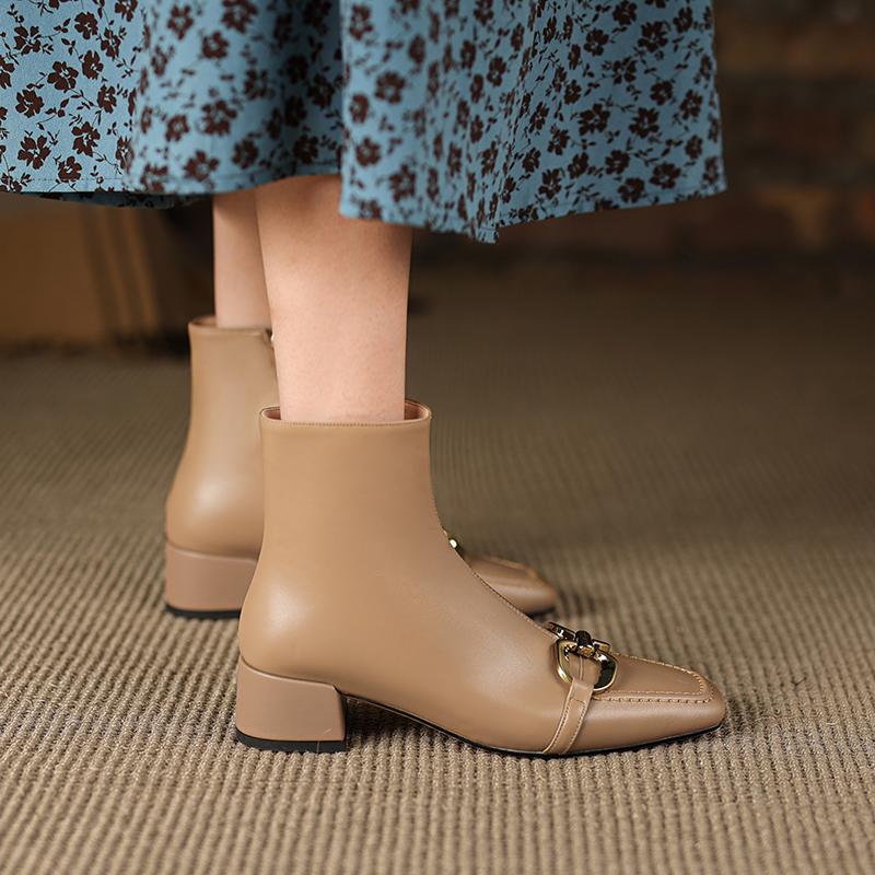 Осенние женские ботильоны из натуральной кожи с бахромой, на молнии, на толстом каблуке, с квадратным носком, с цепочкой и кисточками, модные женские современные ботинки