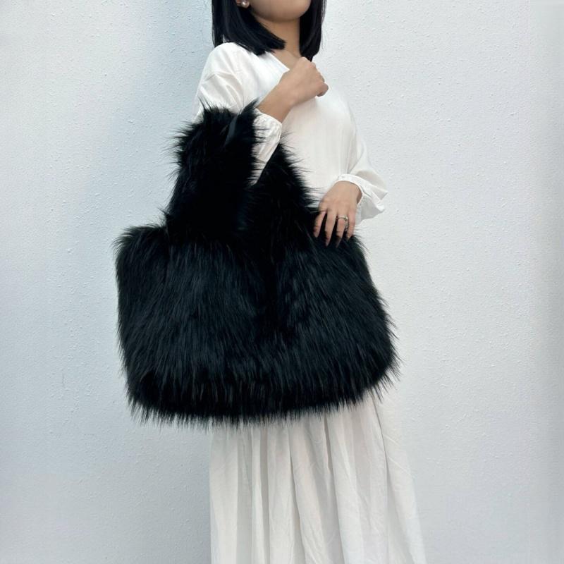 Зимние новые модные мягкие плюшевые женские сумки большой емкости темперамент меховая женская большая сумка тоут европейские и американские ретро женские сумки через плечо