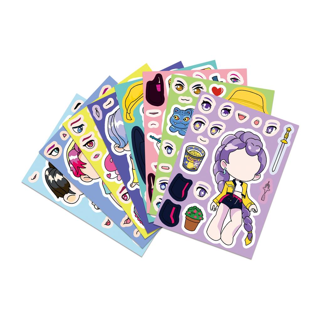 Kpop Demon Hunters DIY Puzzle Sticker Kpop Demon Hunters Face Funny Anime Assemble Stickers Goodie Bag Kids Party Gifts