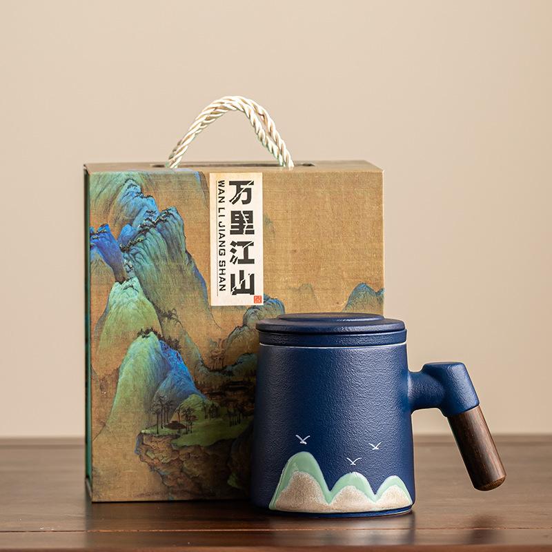 Qianli Jiangshan Ceramic Office Cup Business Gift Set The company's annual meeting will send customers and employees filter teacups and water cups
