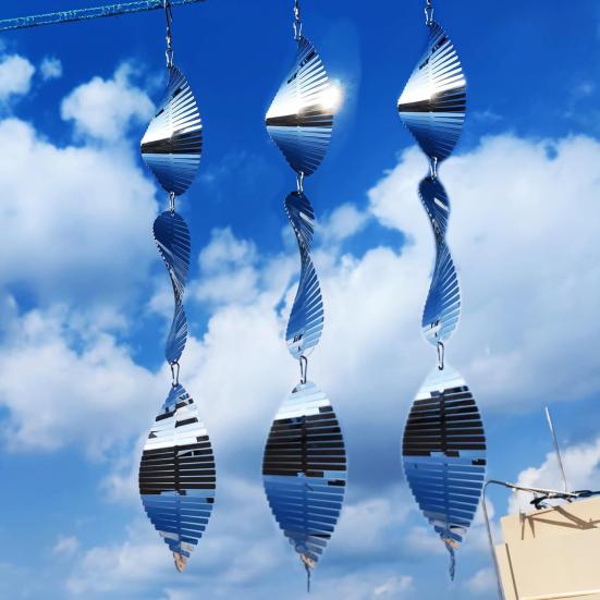 3D спиральный ветряной вертушка, отпугиватель птиц, украшение для сада, двора, фермы, подвесной ветряной колокольчик из нержавеющей стали, устройство для отпугивания птиц, украшение