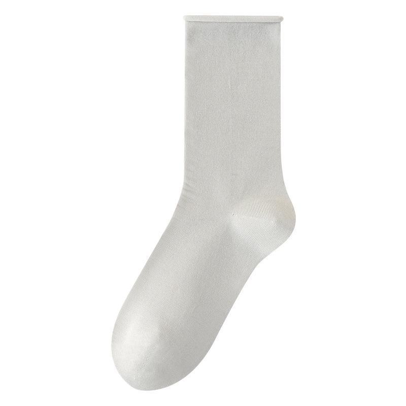 Женские антибактериальные и дезодорирующие носки средней длины из шелка Mulberry - без косточек, свободный крой для осени.