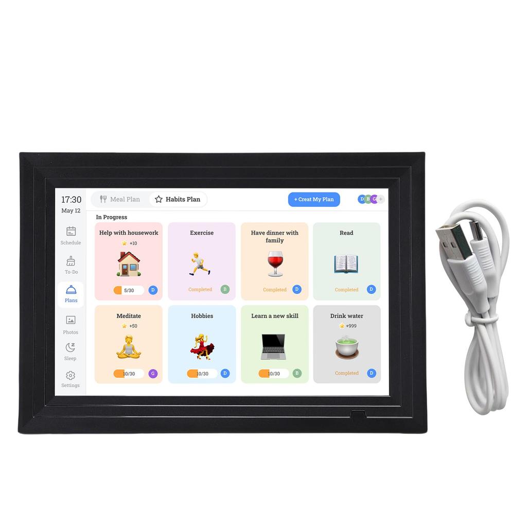 10.1 Inch WiFi Touch Screen Interactive Smart Family Planner Digital Picture Frame with APP Smart Digital Calendar for Home