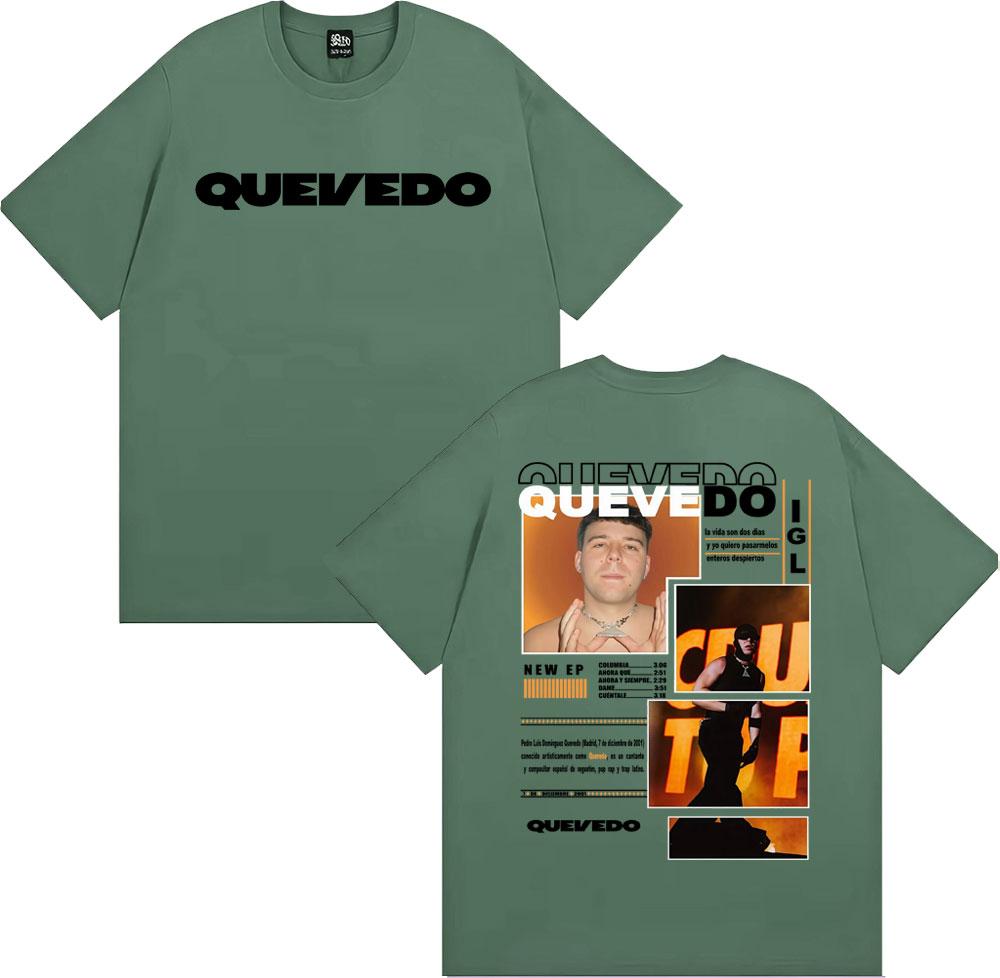 Rapper Quevedo Buenas Noches IGL 2026 Tour T-shirts Men Women Fashion Hip Hop Punk T-shirt O-Neck 100% Cotton Oversized T Shirts