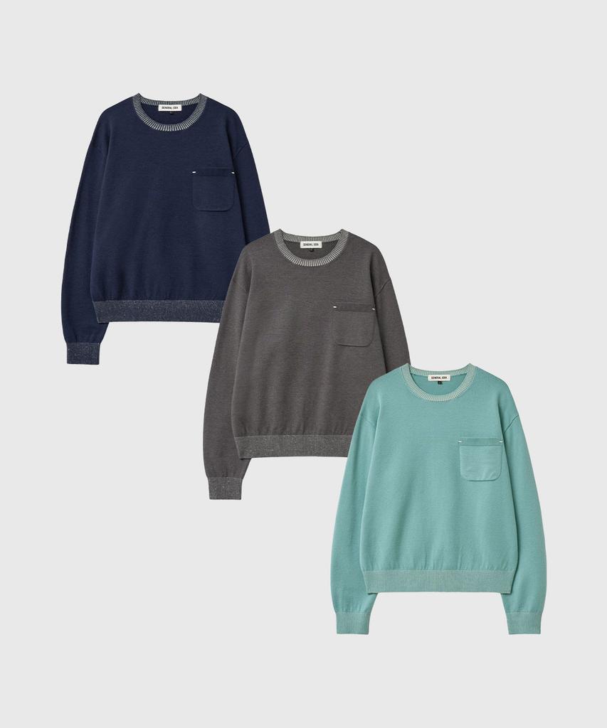 GENERALIDEA Unisex Pocket Crew Neck Pullover [3Col] / Gf1Ukp003
