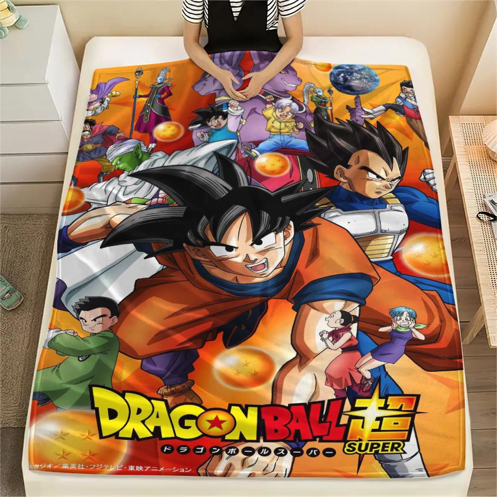 Dragon Ball Flannel Blanket Printed Cozy Soft Warm Throw for Home Bedding Sofa Chair Practical Travel Picnic Blanket -xia18