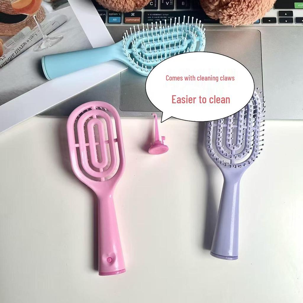 Macaron Mini Rib Comb: Dual-Use, Long Handle, High Skull Fluffy Massage for Styling Wet & Dry Hair