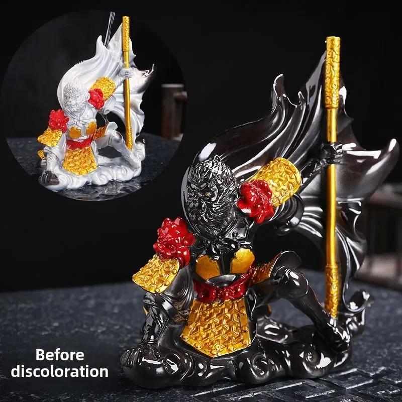 Меняющий цвет чайный питомец Король Обезьян - Чувствительная к теплу буддийская скульптура для декора автомобиля, Креативный чайный аксессуар в подарок для любителей чая