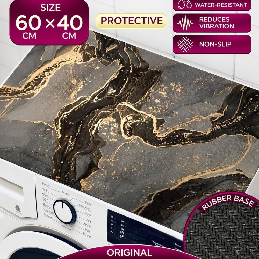 Non Slip Washing Machine Top Protector Pad Marble Pattern Bathroom Carpet Home