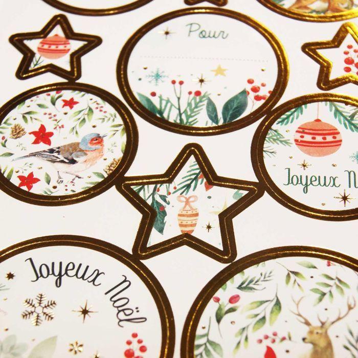 Étiquettes adhésives - GLOBAL GIFT - Noël - 36 pièces - Dorures - Mixte