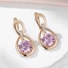 Роскошные серьги-капли Kinel с фиолетовым цирконом для женщин, свадебные украшения цвета розового золота для невесты