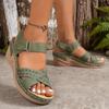 Fashion Women's Platform Sandals 2024 Summer Hook Loop Wedge Gladiator Shoes Woman Pu Leather Non-Slip Beach Sandals Ladies Plus Size 41