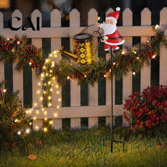 Halloween Porch Lighting Decor Solar Christmas Santa Yard Light, Witch Skull Projection Garden Stake Lamp with Theme Lawn Stakes & Waterfall