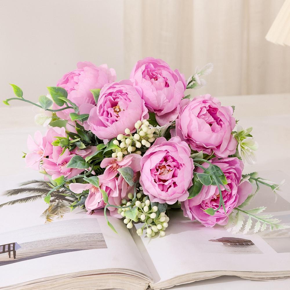 23 стильных искусственных цветов винтажный розовый шелковый пион букет искусственные цветы для свадебного букета украшение дома в помещении