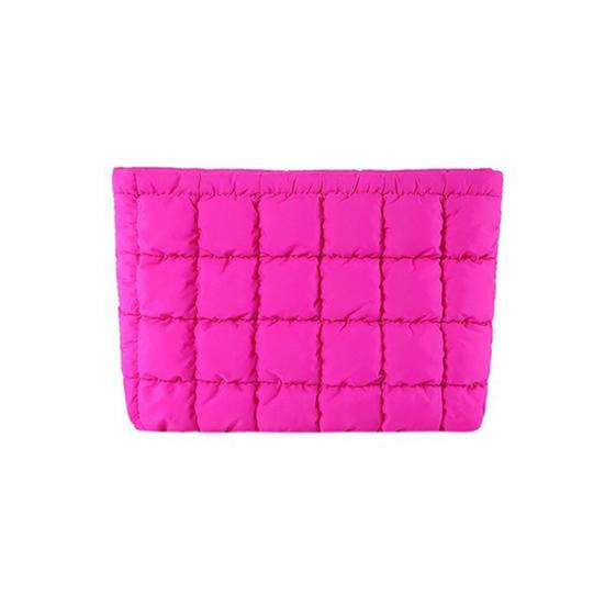 Косметичка Компактный Размер Стеганая Сумка для Макияжа с Застежкой-молнией Сверху Просторный Внутренний Карман Легко Чистить Дорожный Органайзер для Косметики