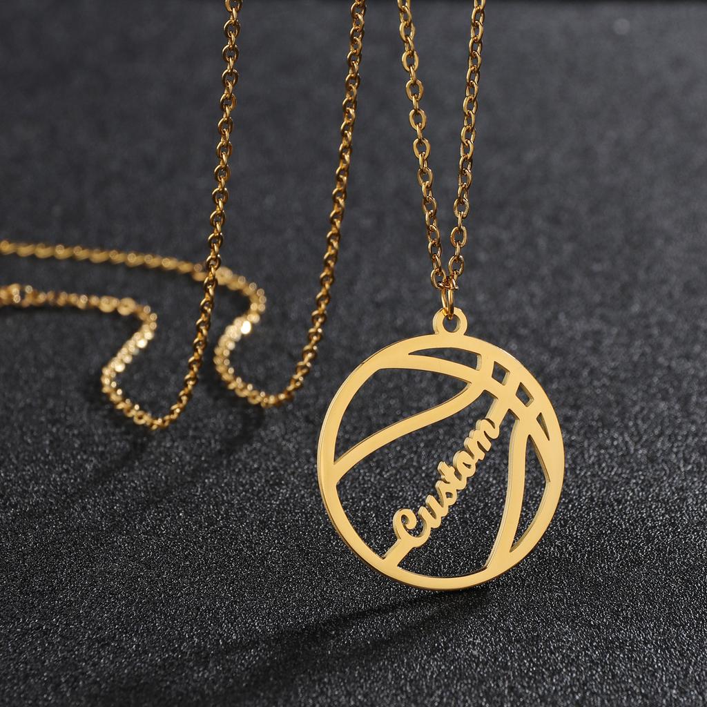 Atoztide Personalized Custom Soccer Sports Name Necklace Stainless Steel for Women Men Pendant Fashion Birthday Jewelry Gift