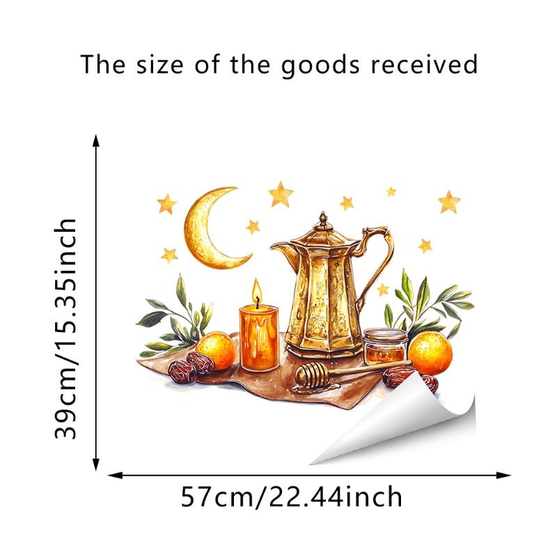 Новые настенные наклейки Ramadan Kareem, разноцветный фонарь, луна, звезда, наклейка на окно, декор Ramadan 2026, Eid Mubarak, украшение для мусульманской вечеринки