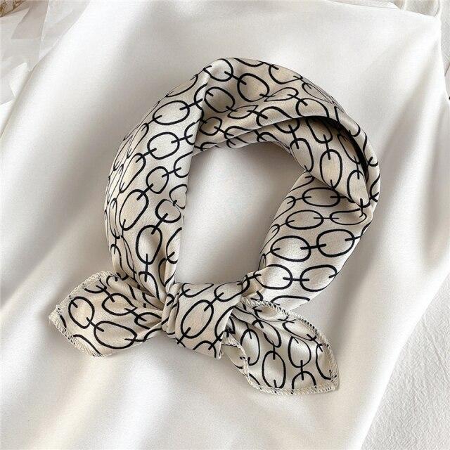 2021 Small Size Women Scarf Fashion Print Silk Scarves Square Neck Office Satin Handkerchief Bandana Foulard