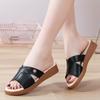 Women Slide Slippers Summer Open Toe Sandals Outdoor Leather Slippers Casual White Slippers for Mother