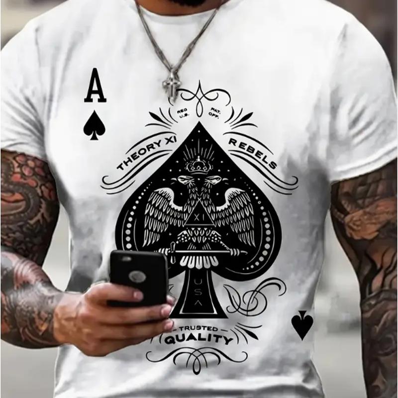 Новая летняя мужская модная футболка Personality Spades A Printed Men's T-shirt Top