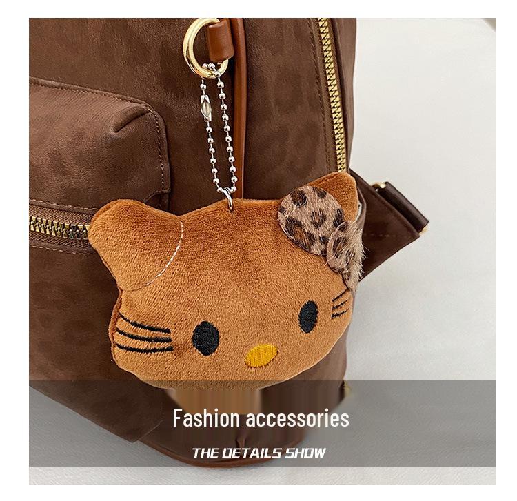 Трендовый женский рюкзак для通勤 с леопардовым принтом - Европейский и американский ретро нишевый школьный рюкзак