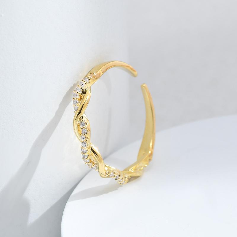 Регулируемое женское кольцо в стиле ретро Ins, персонализированное циркониевое кольцо, витое разомкнутое кольцо, нежное студенческое кольцо, ювелирные изделия для свадебной вечеринки