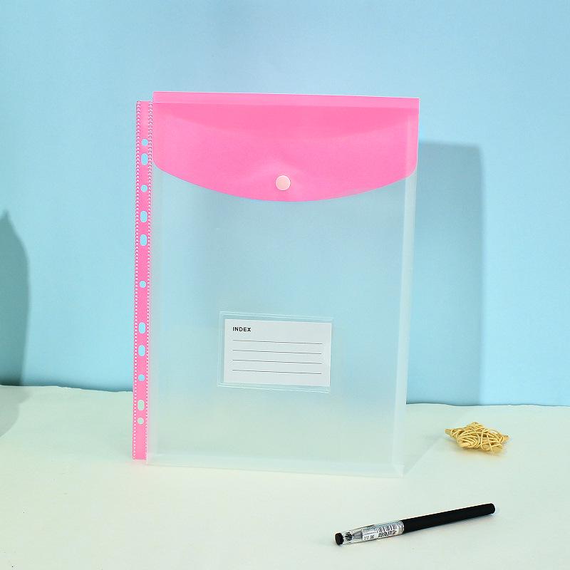 Прозрачный файл-папка A4 на 11 отверстий с кнопкой-застежкой и держателем для карт - Цветной органайзер для документов для студентов