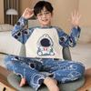 Boys' Cartoon Long-Sleeve Pajamas - Spring/Fall, Lightweight Summer Home Wear, Sizes for Toddlers To Big Kids