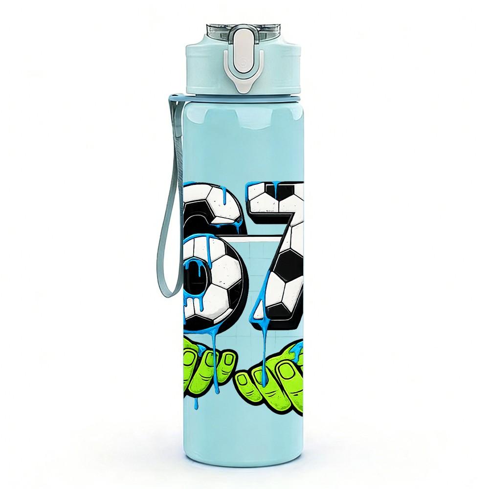 1PC Number 67 Hand Gesture Graffiti Print 750ml Color Plastic Sports Water Bottle Leakproof Flip Straw Lid Suitable for Sports Office Home Use