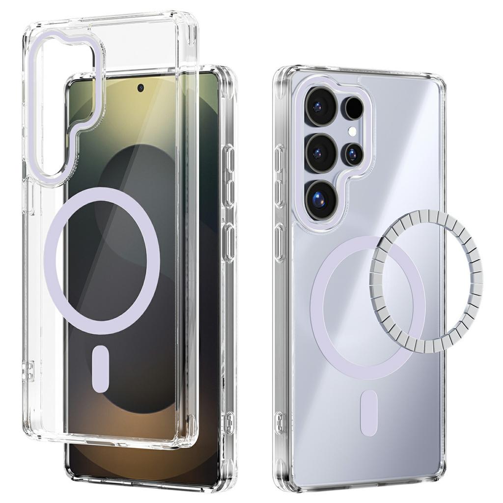 For Samsung Galaxy S25 Ultra Case Compatible with MagSafe Anti Scratch Clear TPU PC Phone Back Cover