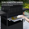 Mobile Gas Grill with Storage, Side Table, Side Burner, Warming Rack, Thermometer, Stainless Steel, Black