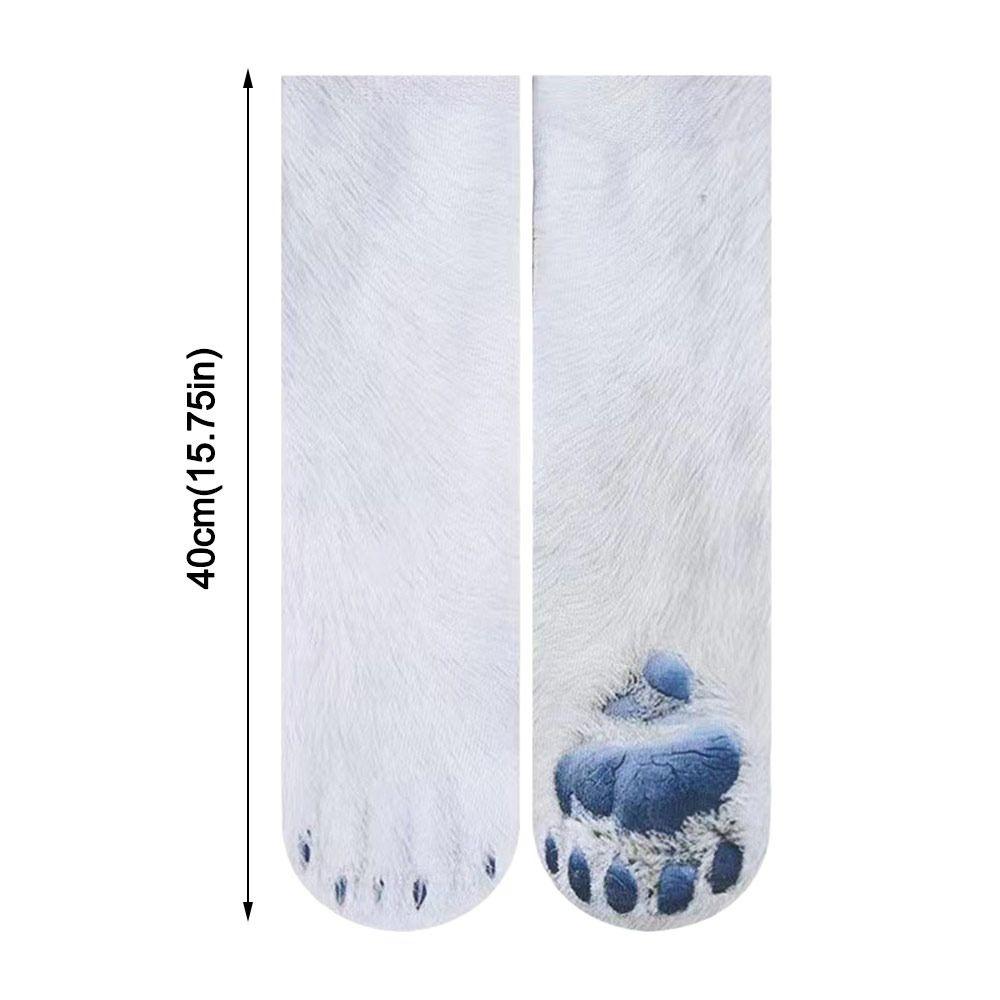 Thicken 3D Print Animal Paw Socks Breathable Novelty Stocking Creative Thermal Calf Socks  Adult