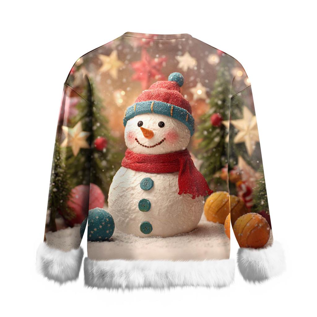 Женский повседневный свитшот с длинными рукавами и принтом снеговика на Рождество