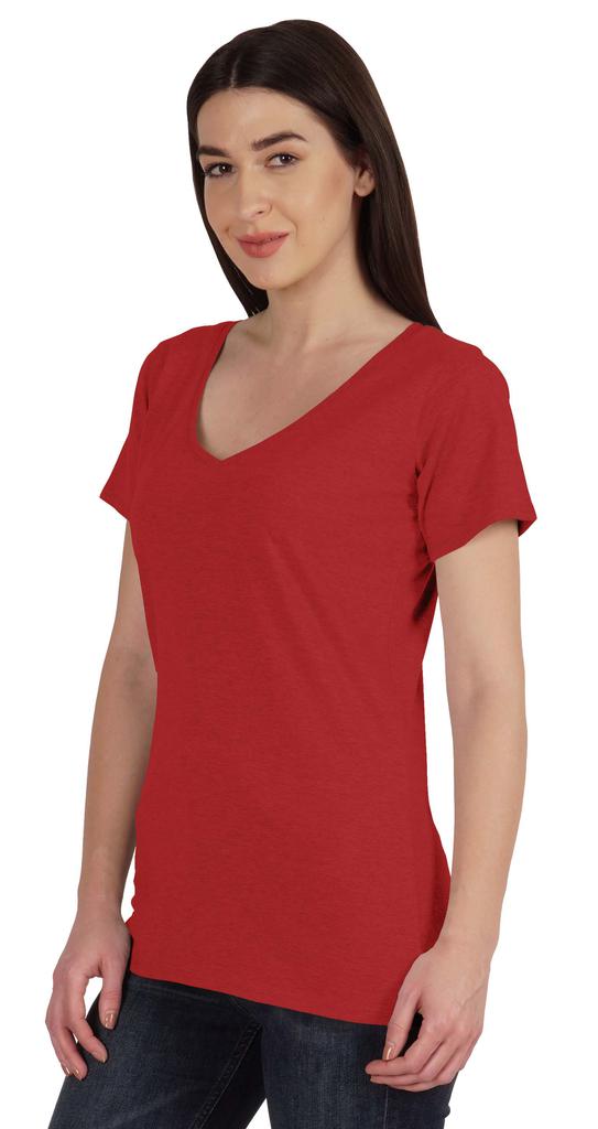 Inkmeso V Neck Basic Tee Classic Fit Short Sleeves Tshirt For Women Summer Cotton Tops