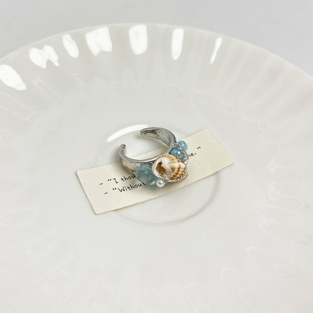 Преувеличенные женские кольца с разрезом, имитация жемчуга, аксессуары в океанском стиле, кольцо с ракушкой, лето