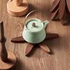 3Pcs Wooden Trivets for Hot Dishes Creative Tree Shape Coaster Set Non-Slip Heat Insulated Placemat Folding Wood Table Plate Mat with Stand for Teapot
