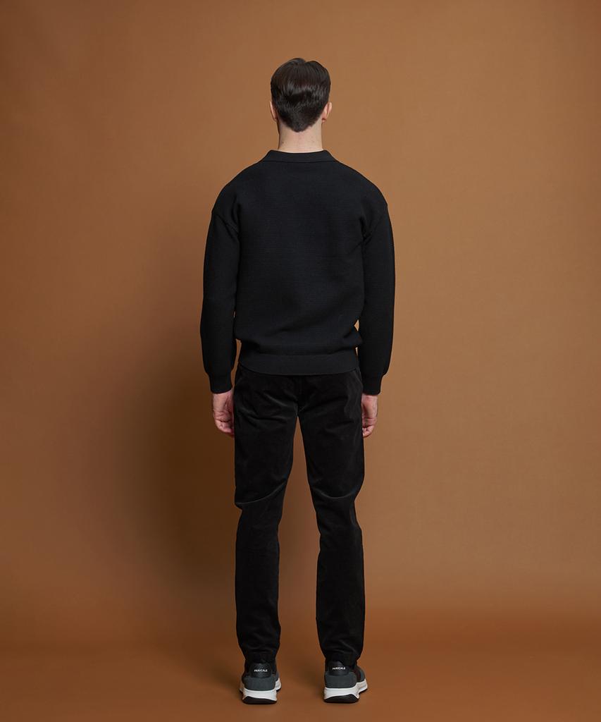 PANICALE Black Regular Fit Triangle Corduroy Pants (Type A)