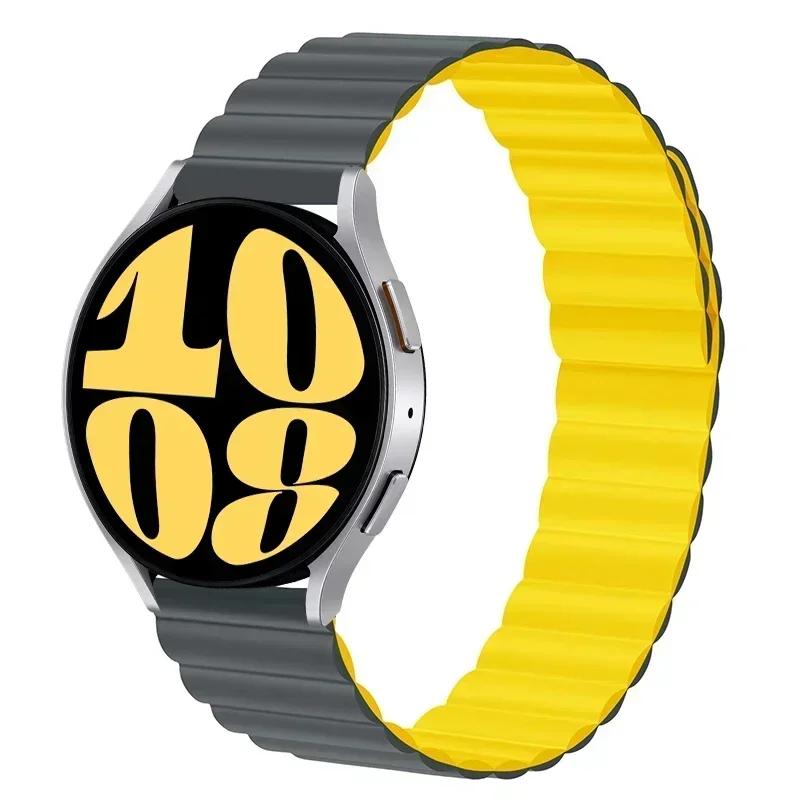 Силиконовый ремешок 20 мм 22 мм для часов Samsung Galaxy watch 6/4/5 pro/3/active 2 amazfit браслет с магнитной петлей HUAWEI watch GT 2e 3 Band