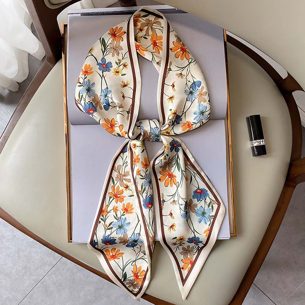 Luxury Brand Horse Printed Scarf Elegant Slender Thin Silky Scarf Women's Casual Decorative Neck Scarf