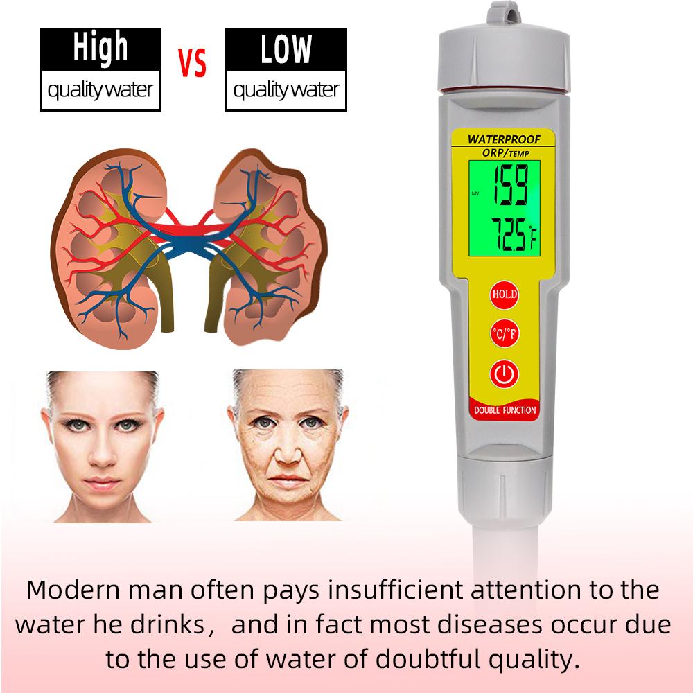 ORP-619 Водонепроницаемый ОВП/ТЕМП Измеритель Портативный Тестер Качества Воды Цифровая Ручка для Тестирования ОВП Анализатор Окислительно-Восстановительного Потенциала для Аквариума