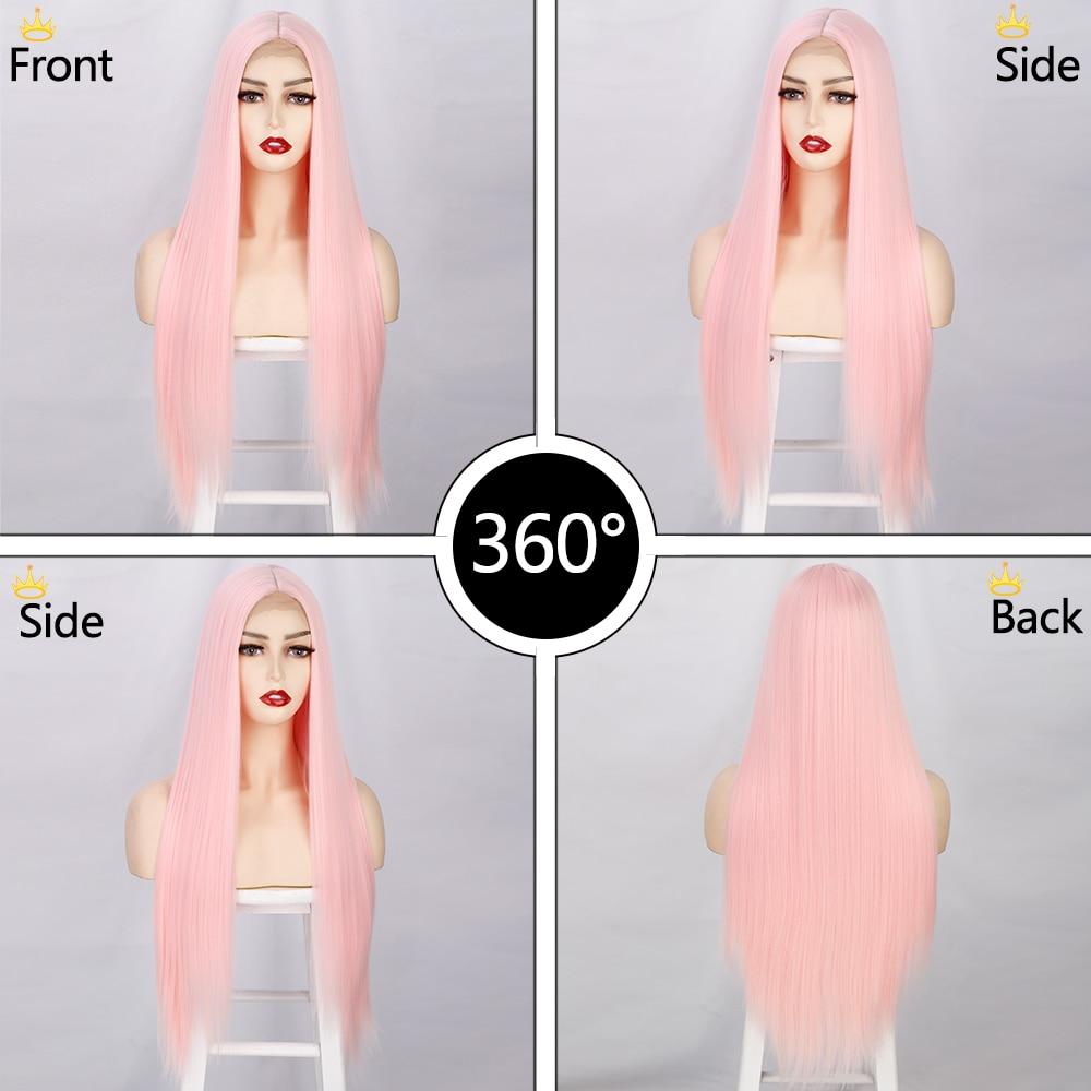 Синтетические парики Длинный прямой розовый парик для косплея для женщин Блондинка Черный Красный Оранжевый Средняя часть Женские парики