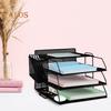 4-уровневая офисная стойка для хранения с держателем для ручек, металлическая сетка, настольный органайзер, подставка для файлов, файловый менеджер, настольные аксессуары