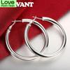 925 Silver Large Hoop Earrings Women Big Round Circle Earring